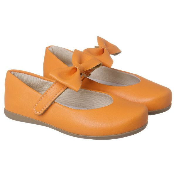 Sapatilha Infantil Alegria Laço Removível Laranja Café com Leite