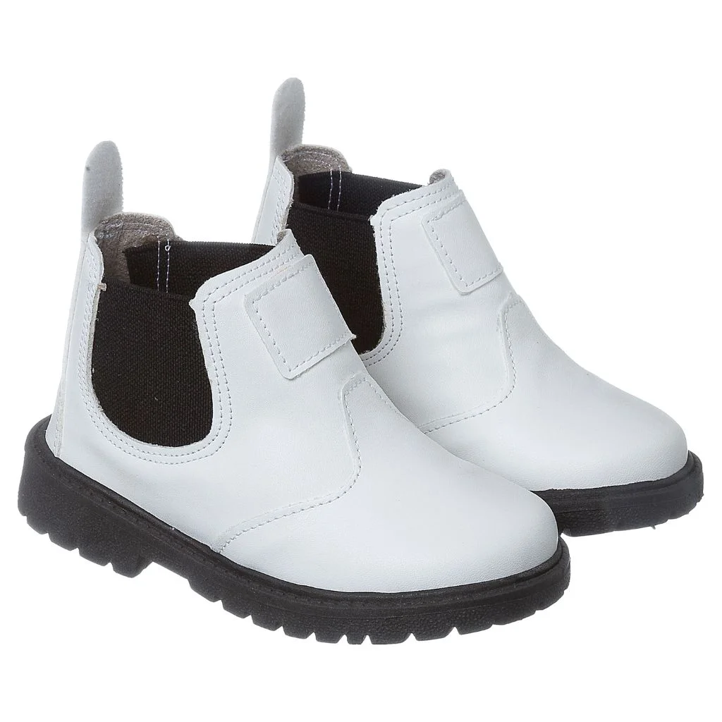 Bota Jequinha Infantil Menina Delicada Branca/Preta- Café com Leite
