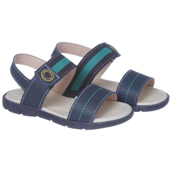 Sandália Infantil Masculina Papete Marinho-Verde-Café com Leite